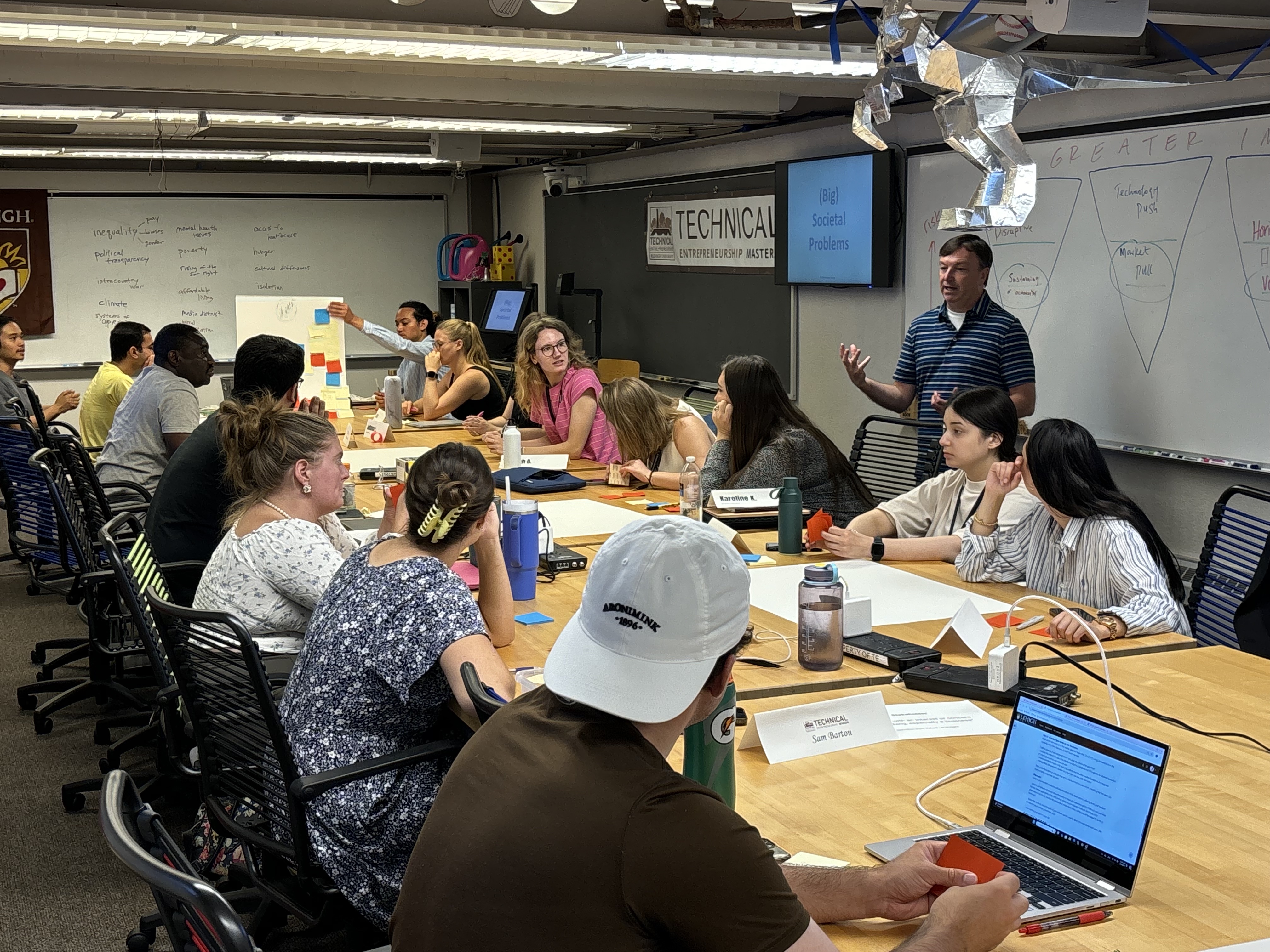 The Ruhr Fellows and Lehigh students using the De Bono Concept Fan in a Technical Enterpreneurship workshop at Lehigh University