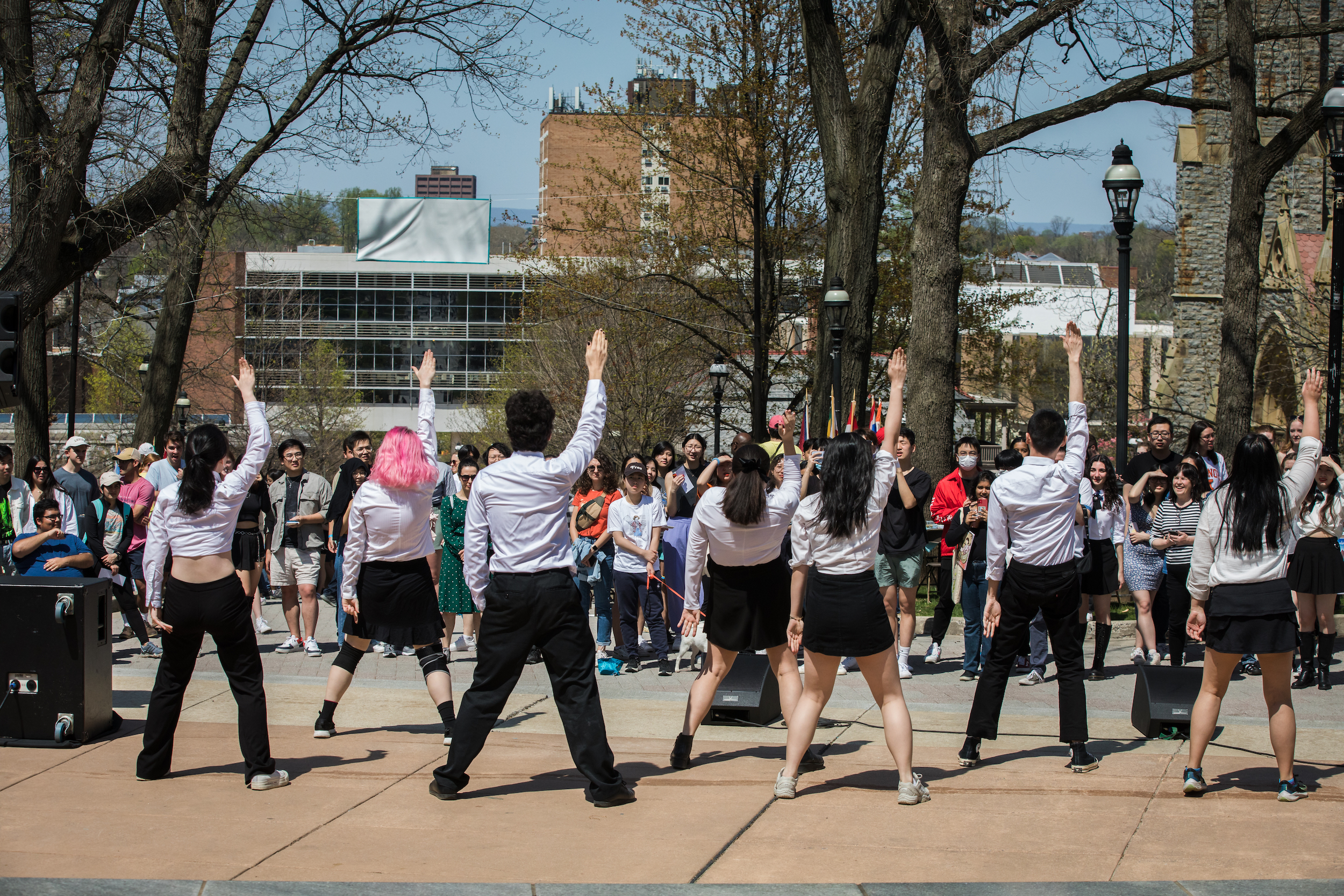 A student dance team performing at the International Bazaar in 2022