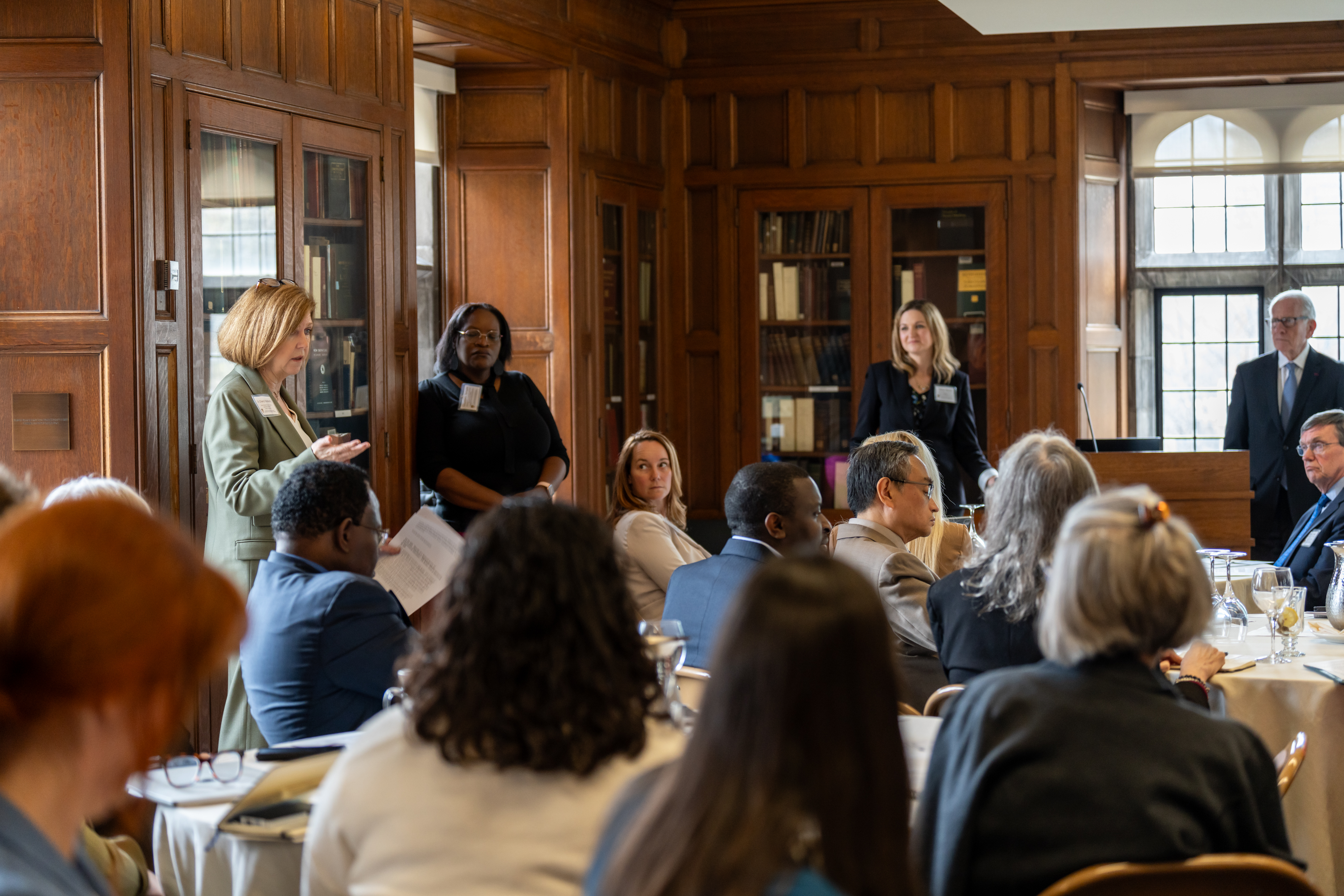 Cheryl Matherly talking to the audience of a Lehigh University event