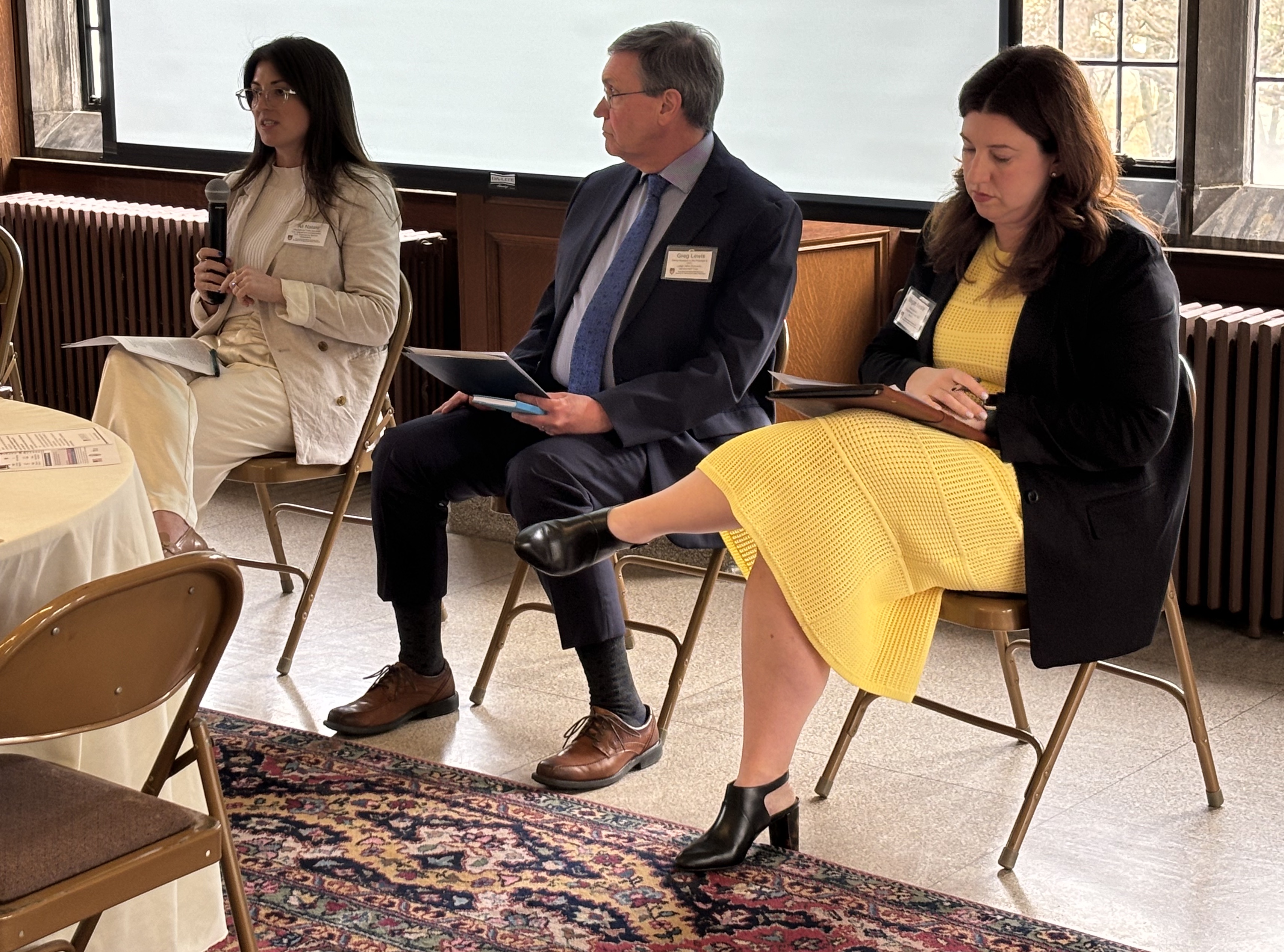 Ali Natale, George Lewis, and Megan Beste participating in a Lehigh University panel discussion