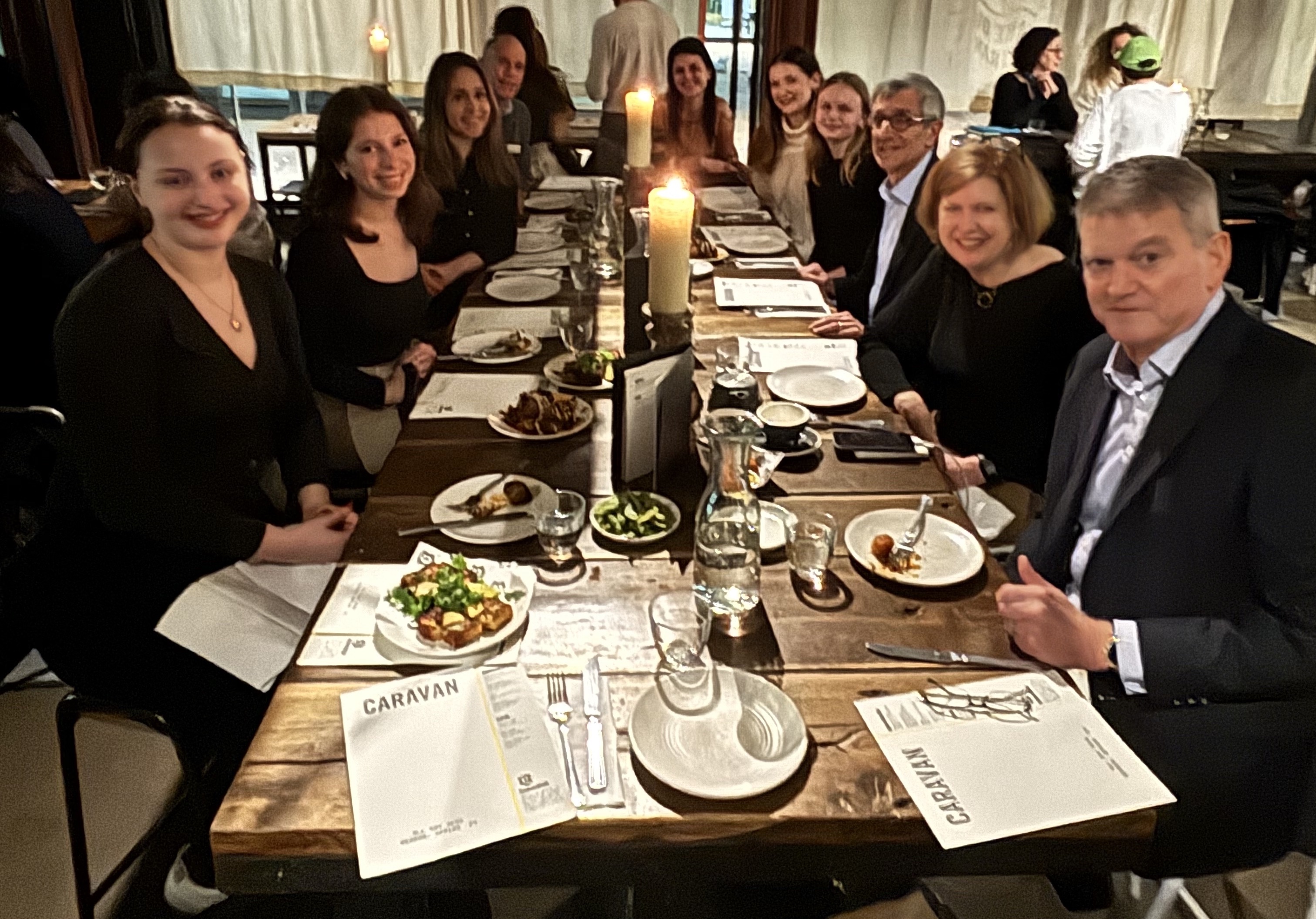 Lehigh University students and staff at a dinner in London