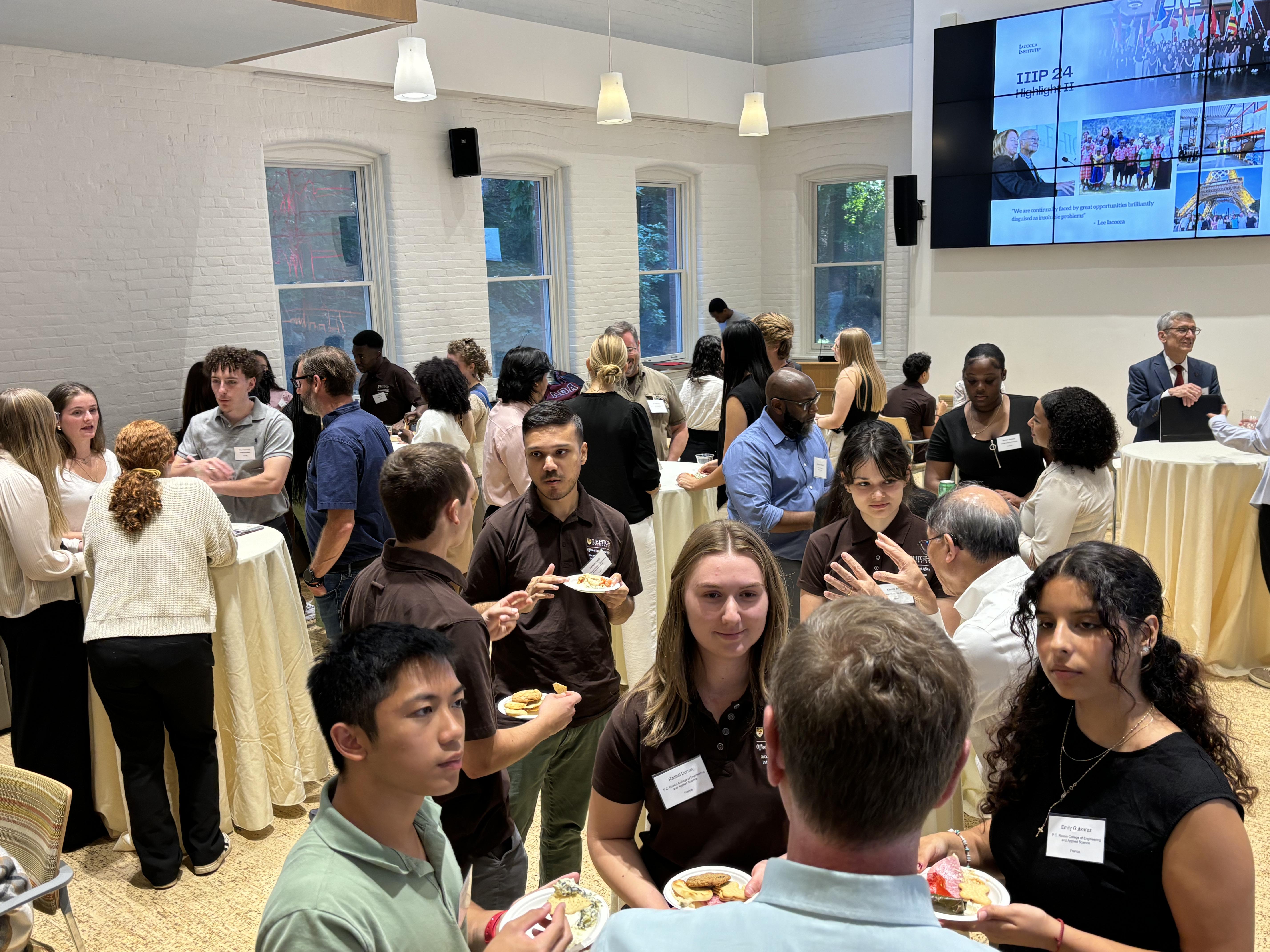 Nearly 100 people gathered for the Iacocca International Internship Showcase