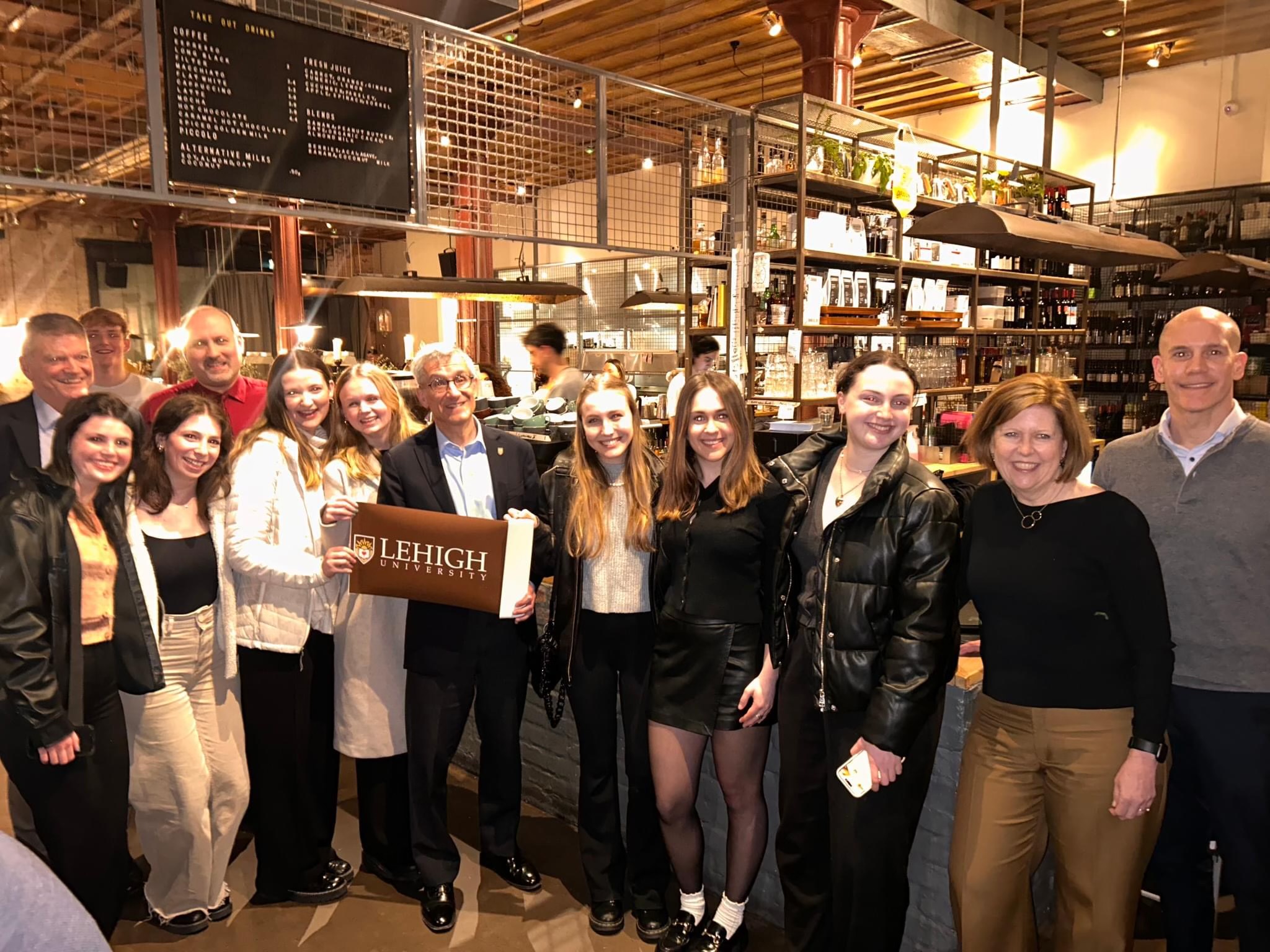 Lehigh President Joseph Helble with London Study Abroad students