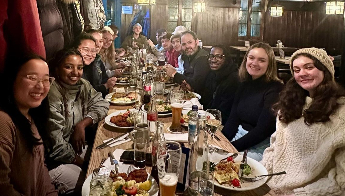 Participants in the Lehigh in Munich study abroad experience eating dinner in MUnich