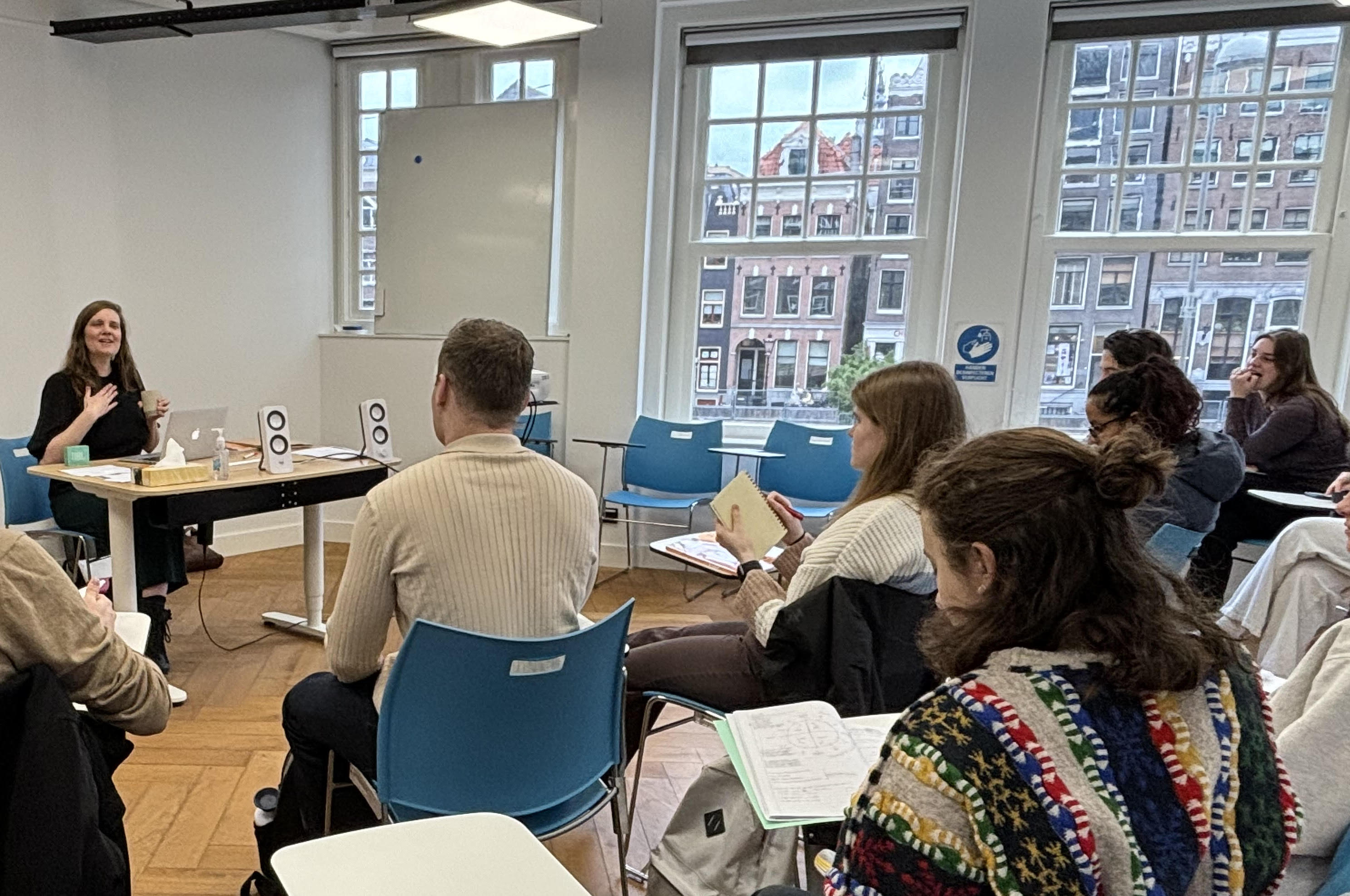 A professor teaching a Dutch language course at the IES Abroad Amsterdam Center