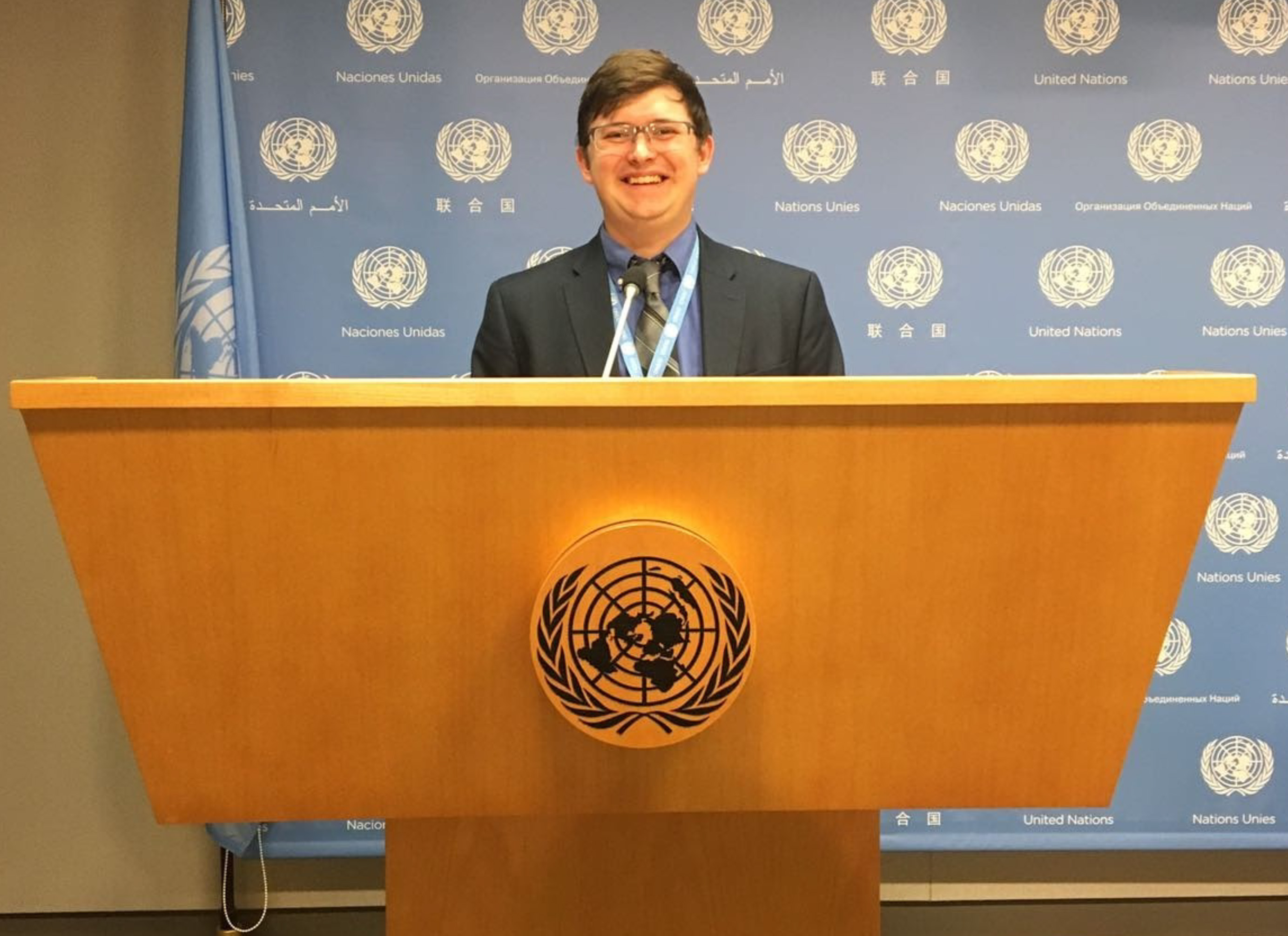 Matthew Cossel at the United Nations headquarters in New York City