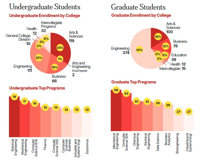 Charts showing undergraduate and graduate student enrollment data