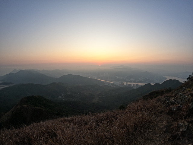 The sunset from Ma On Shan peak in Kong Kong