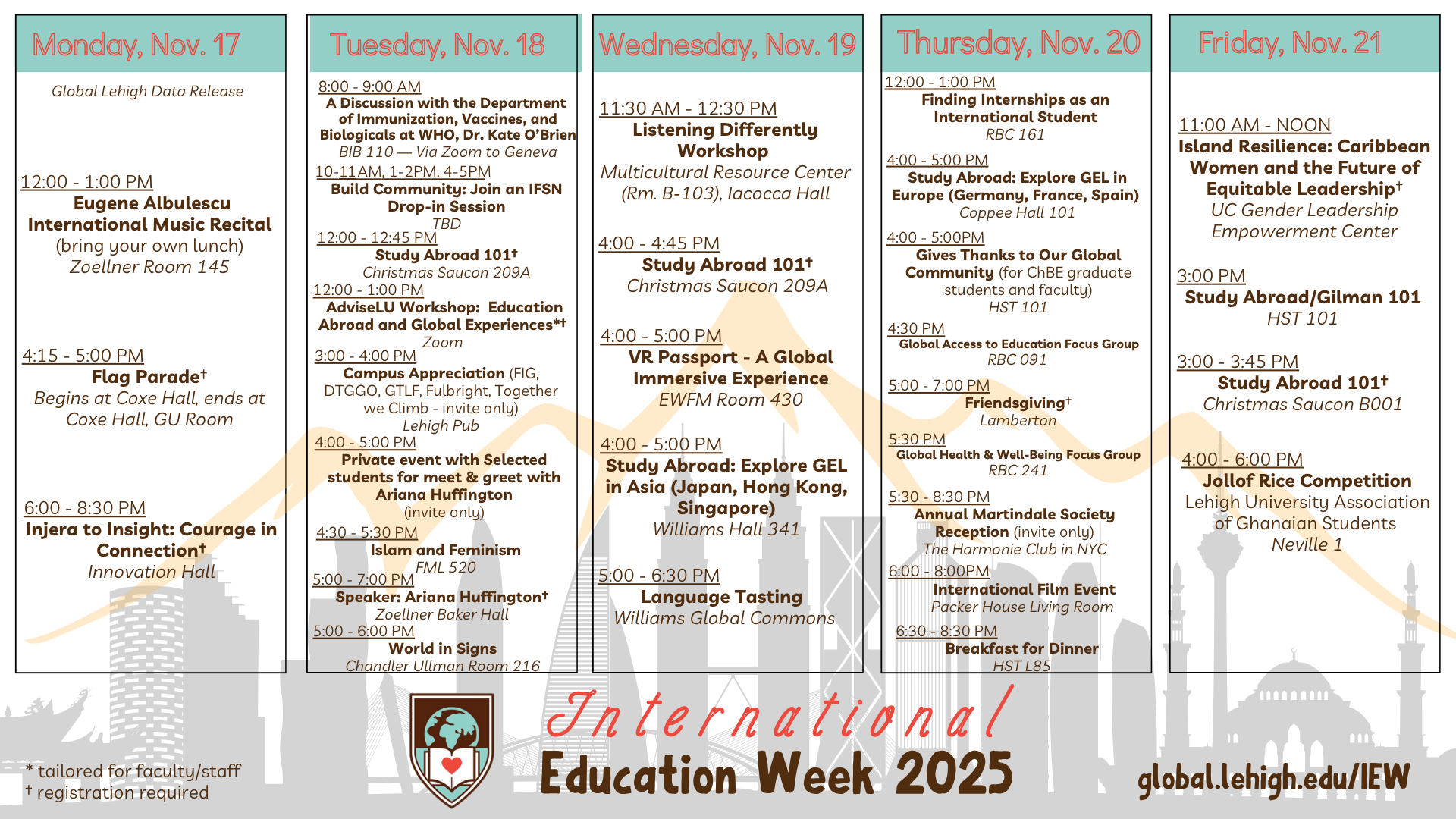 A calendar with IEW event