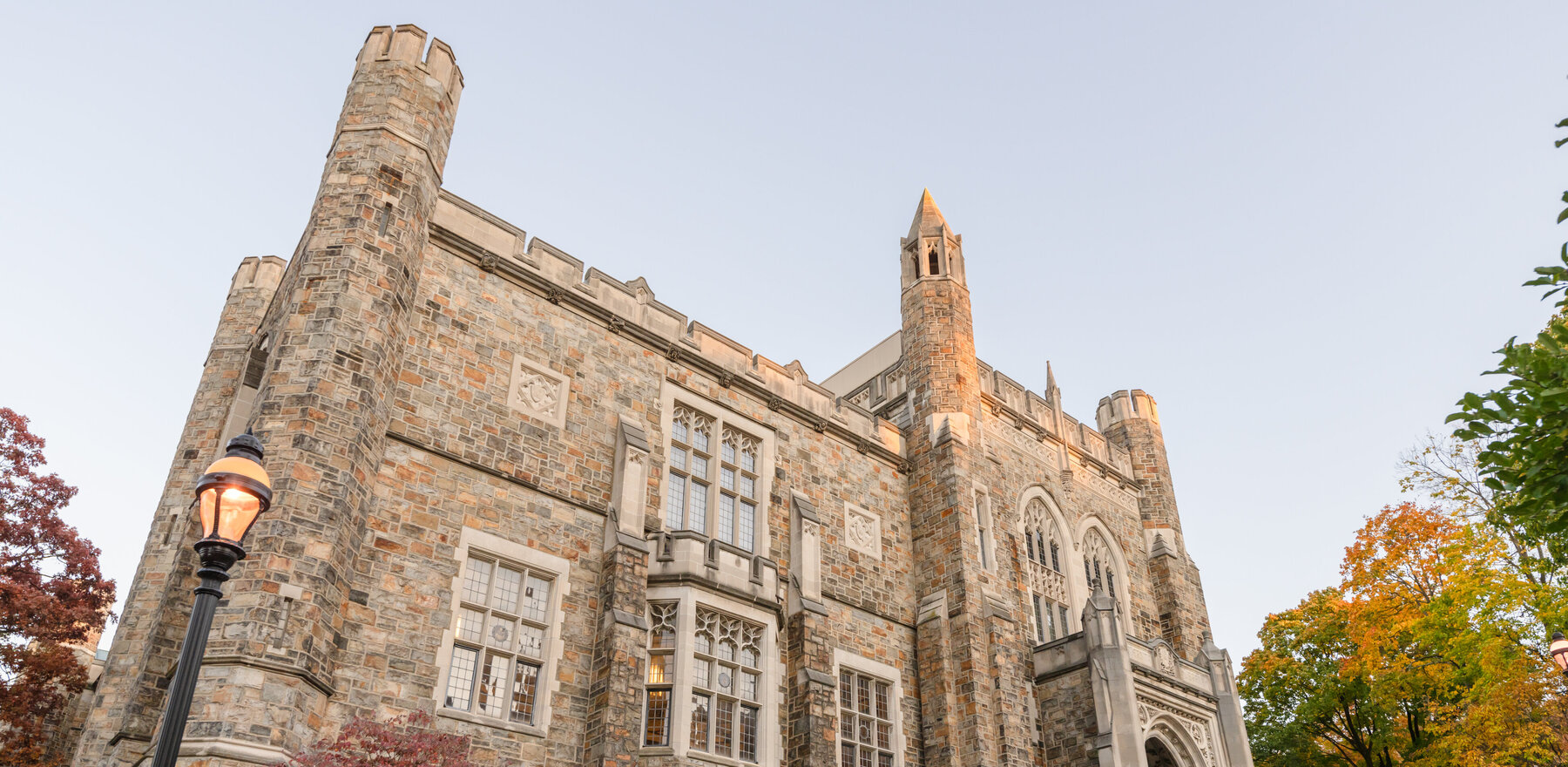  A photo of a campus building at dusk