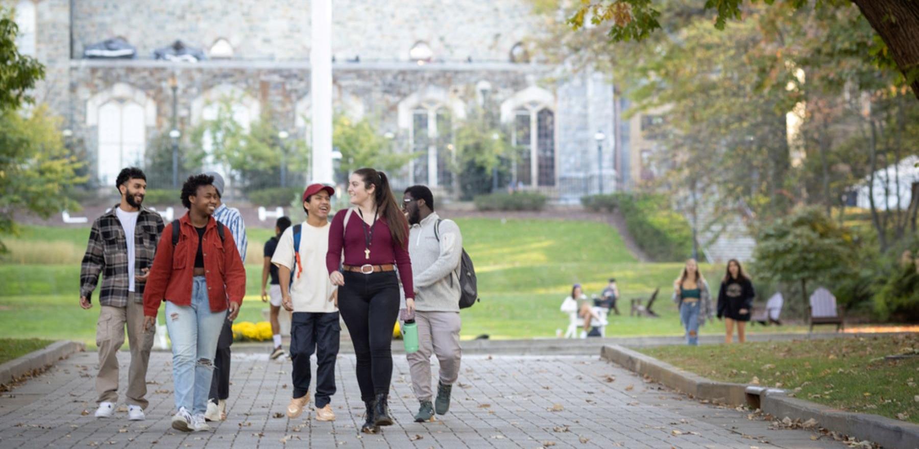 Students walking through Lehigh campus