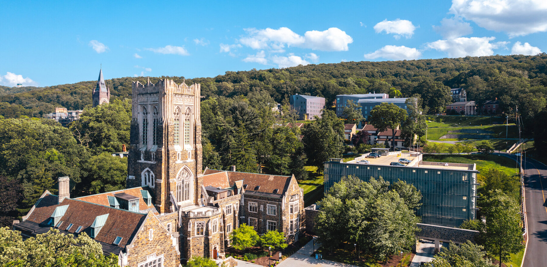 An overhead photo of the Lehigh University campus