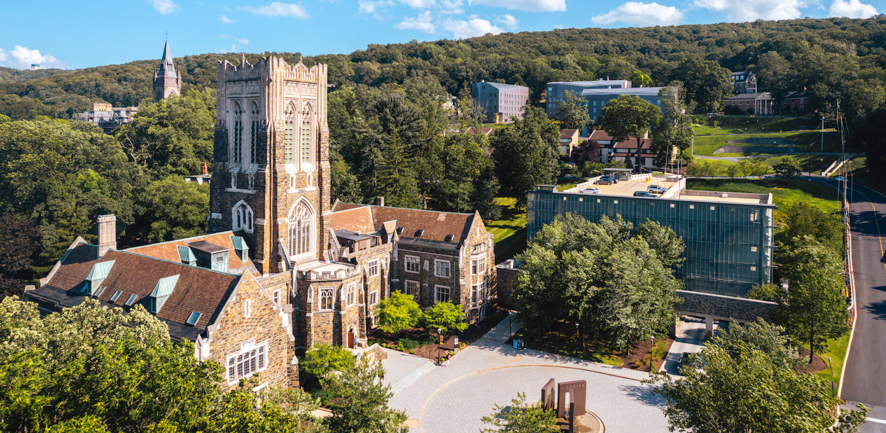 An overhead photo of the Lehigh University campus