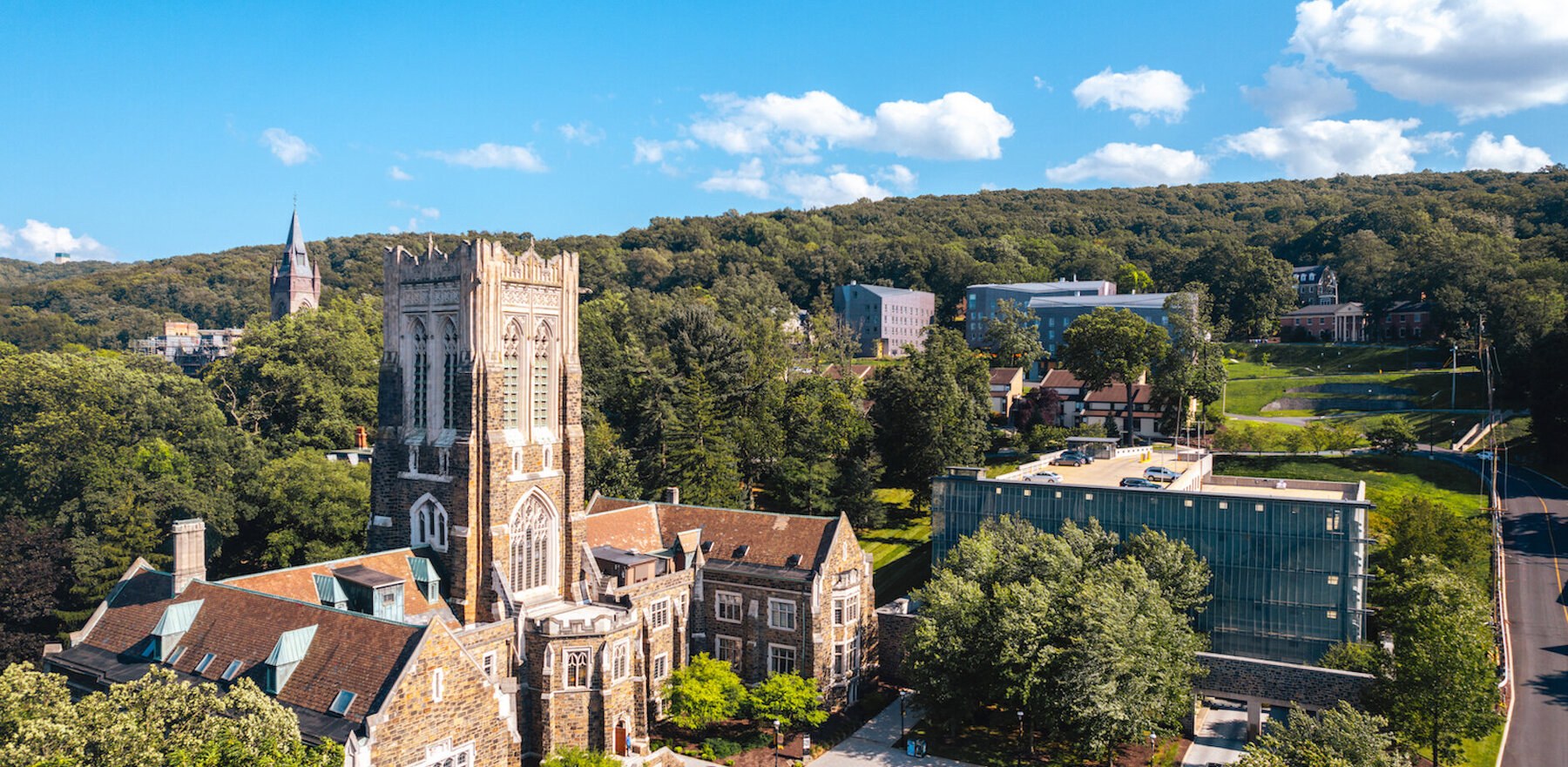 An overhead photo of the Lehigh University campus