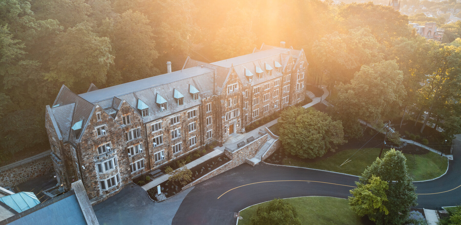 An overhead photo of the Lehigh University campus