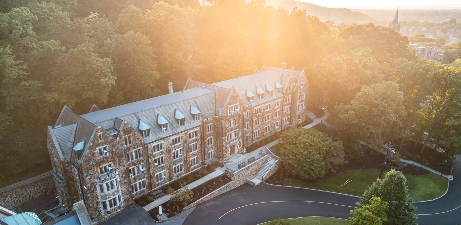 An overhead photo of the Lehigh University campus