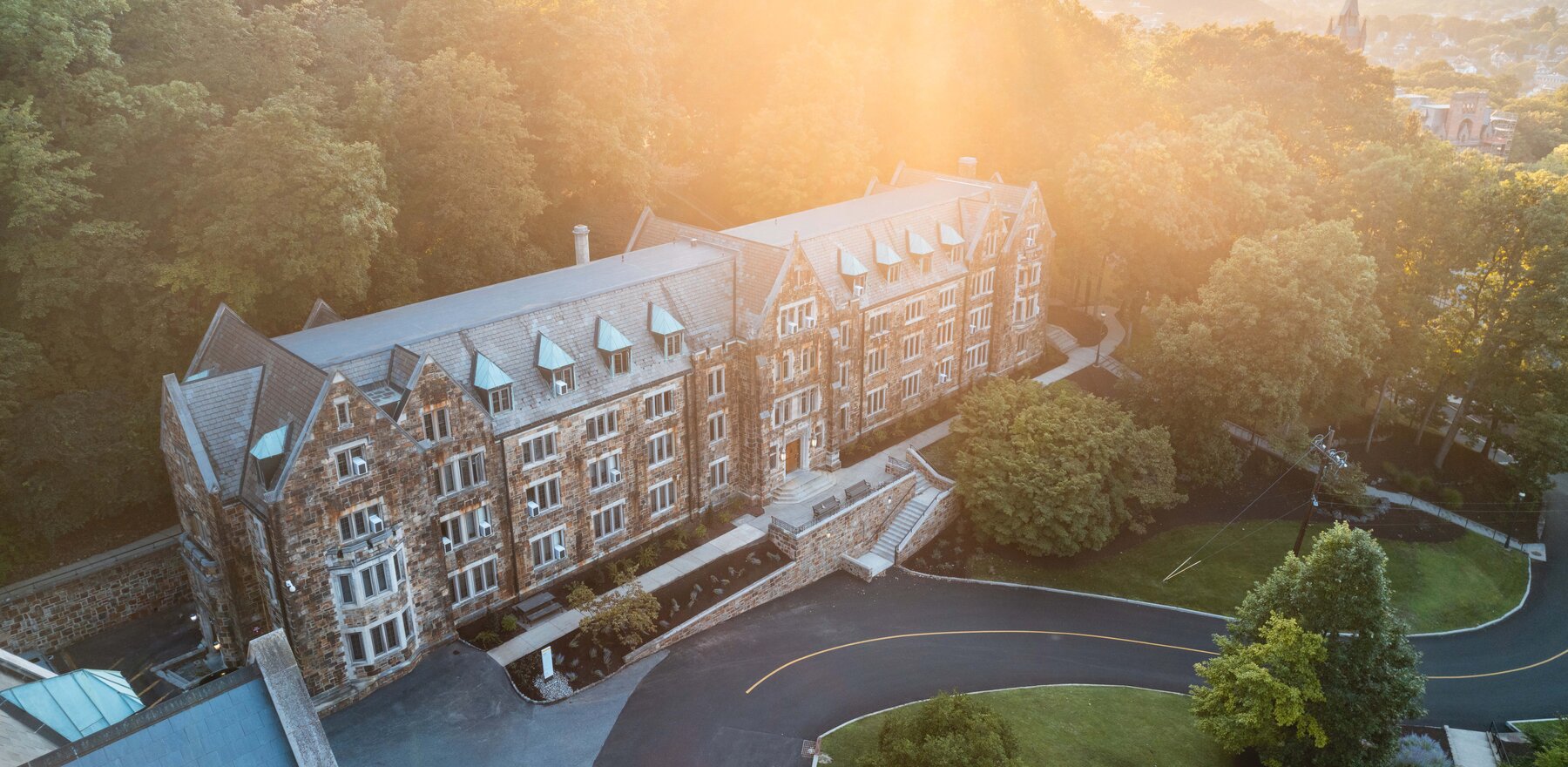 An overhead photo of the Lehigh University campus