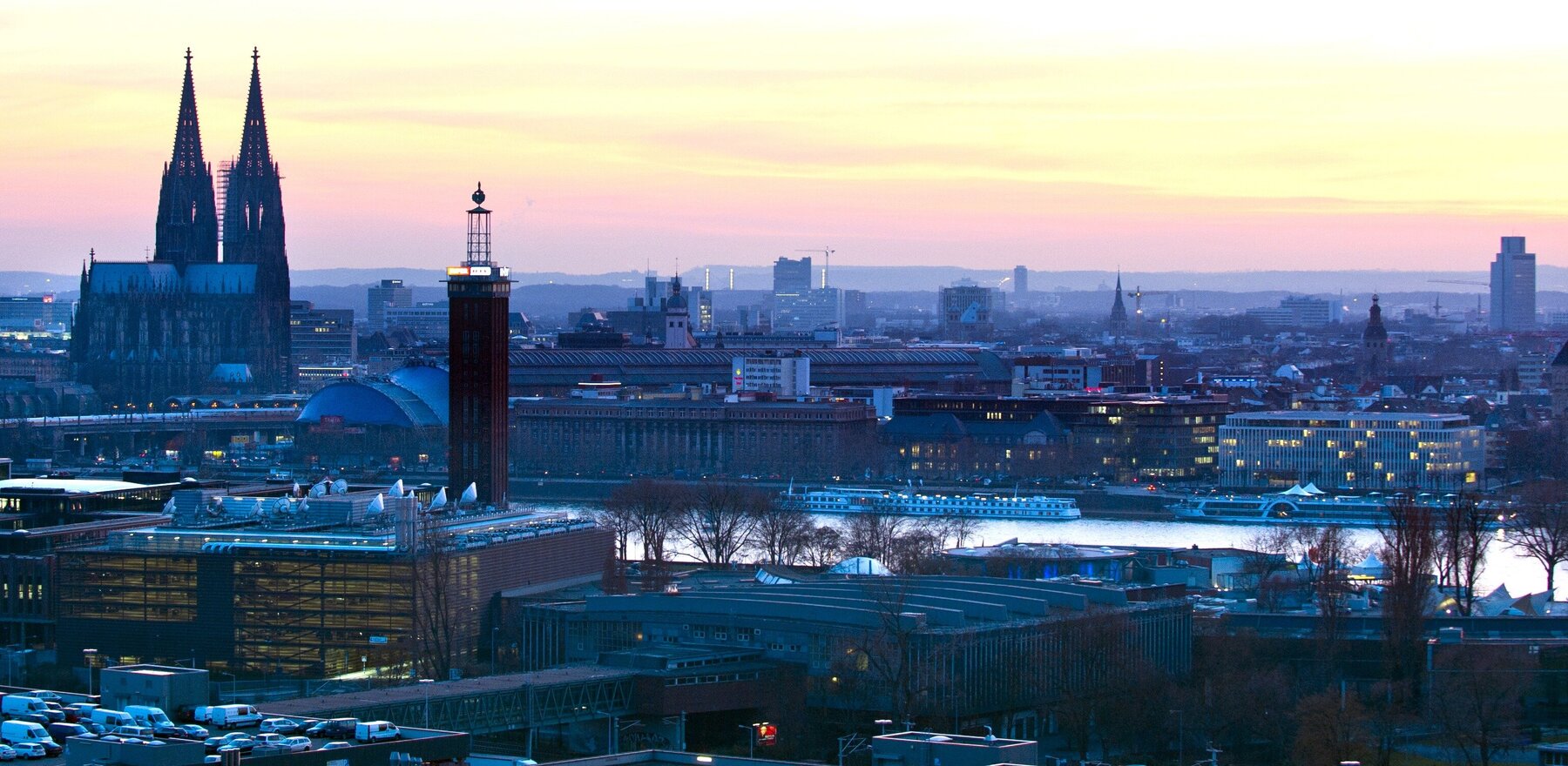 An aerial shot of Cologne in Germany