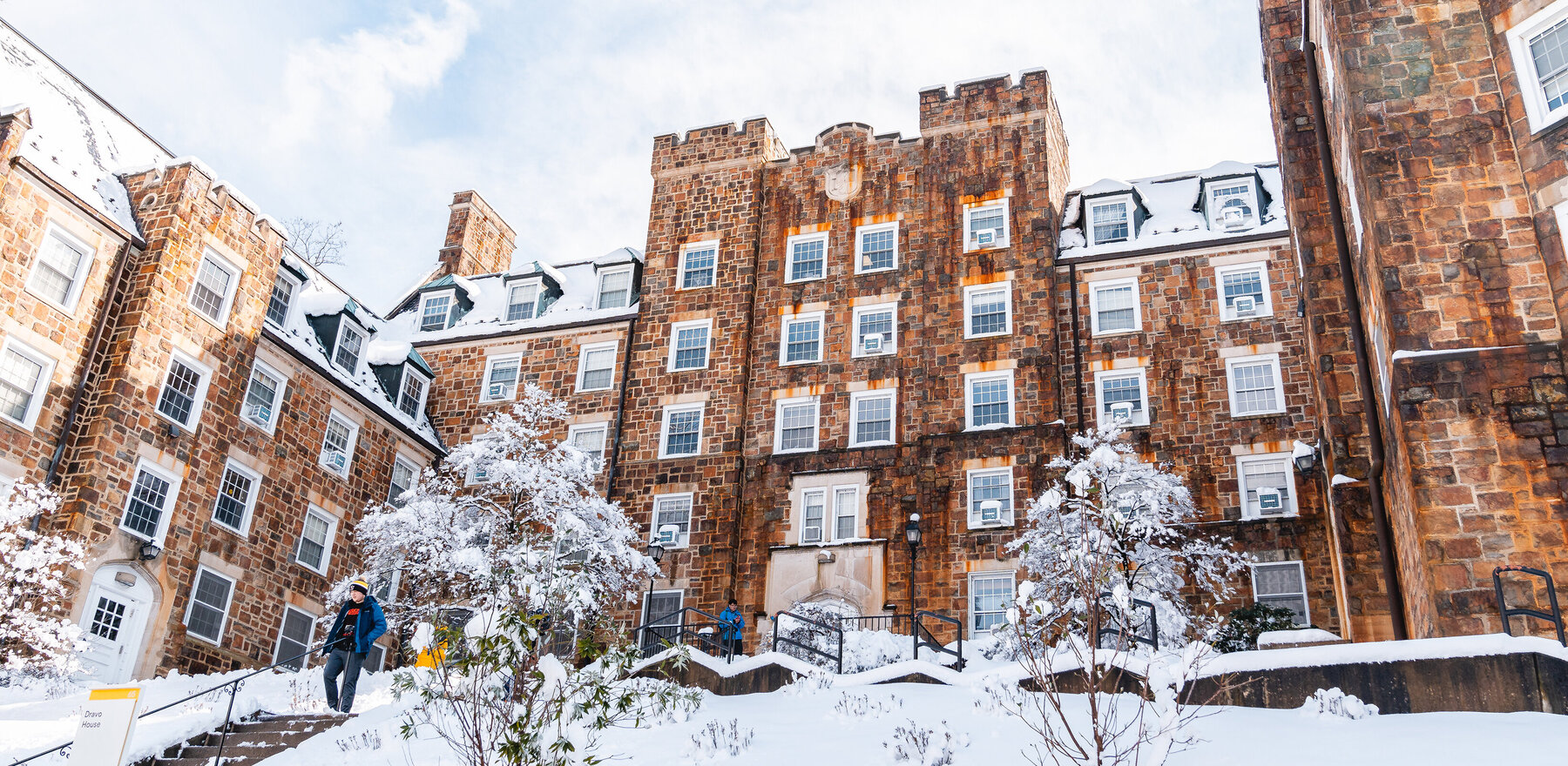 The Lehigh University campus in winter with snow