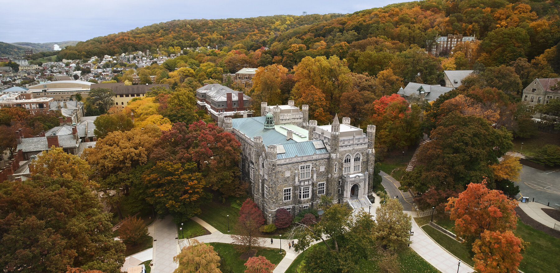 An overhead image of the Lehigh University campus