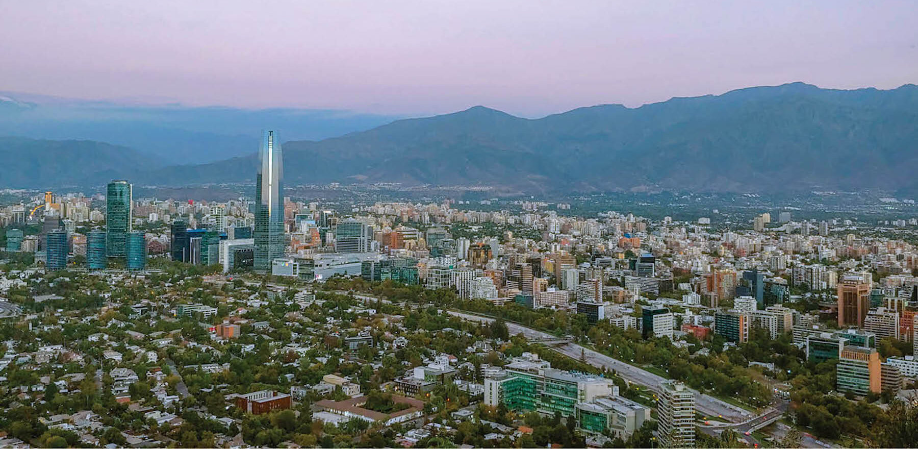 The skyline of Santiago in Chile