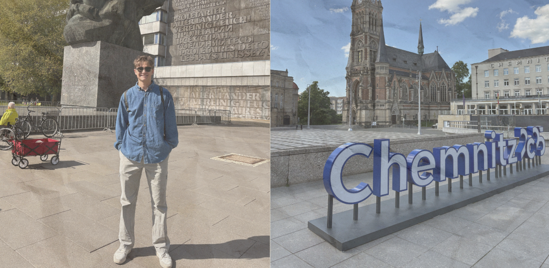 Two images of a young man in Chemnitz, Germany