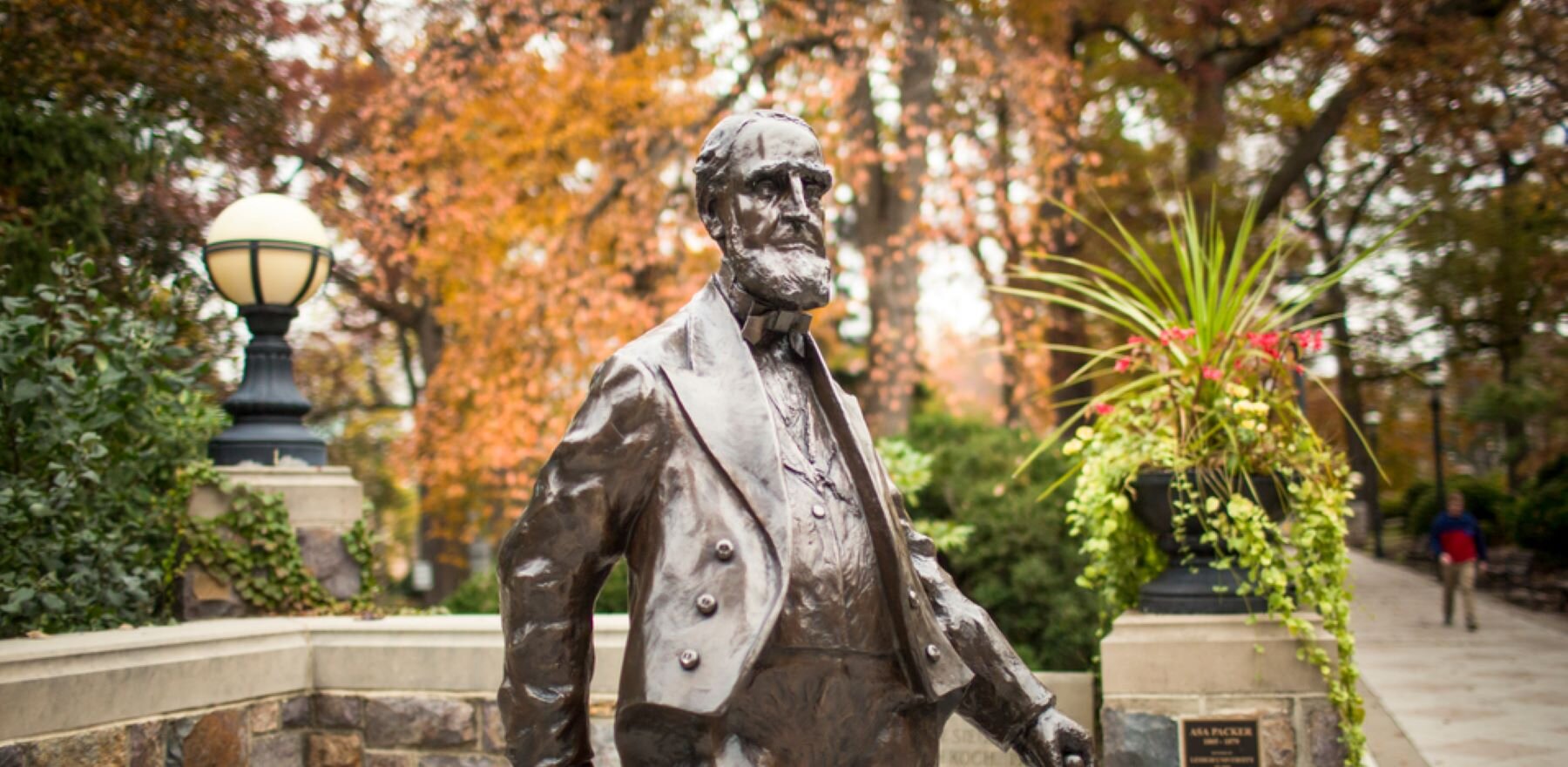 Image of Asa Packer statue in Fall