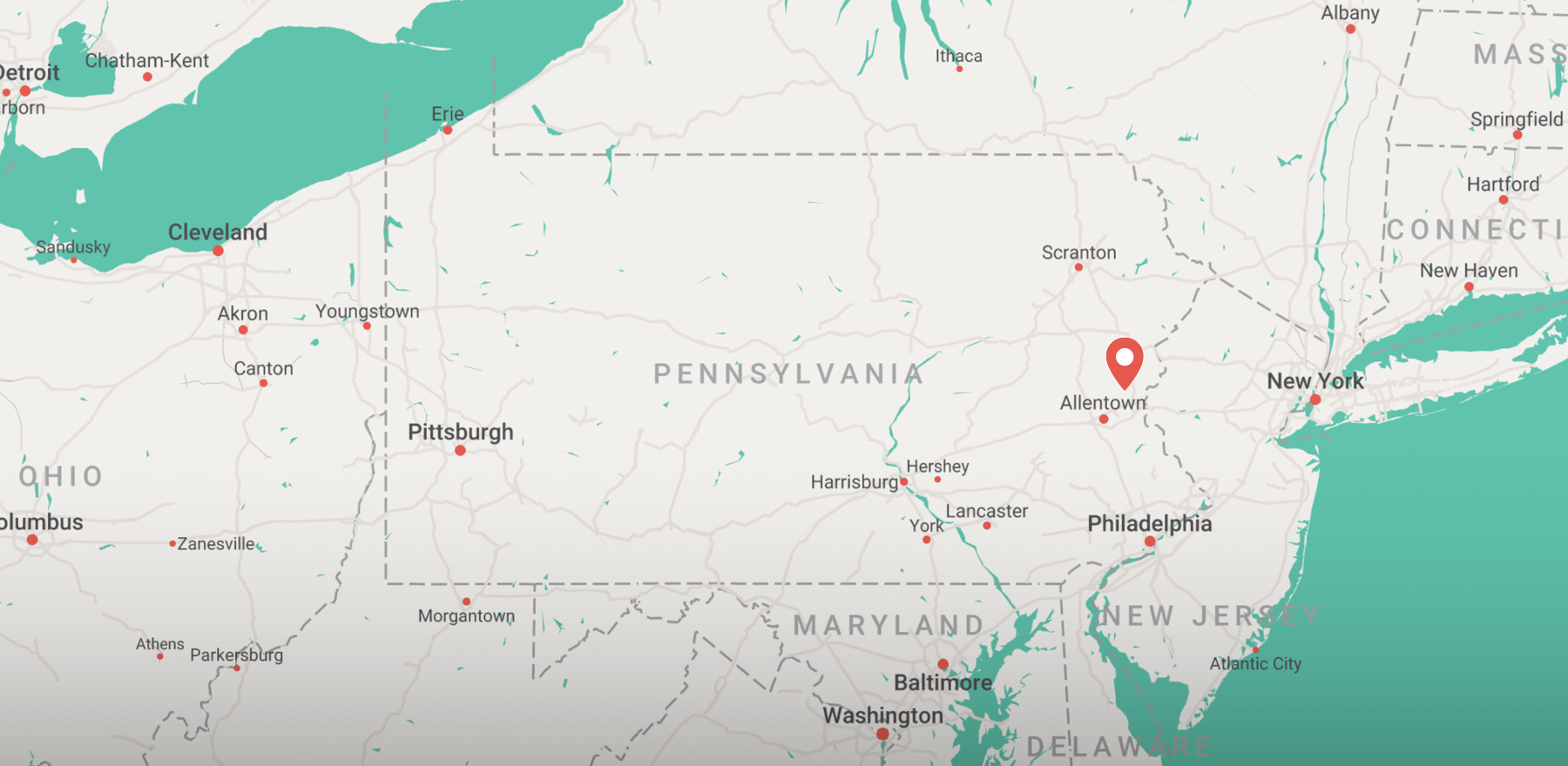 Mp showing location of Lehigh University in Bethlehem Pennsylvania