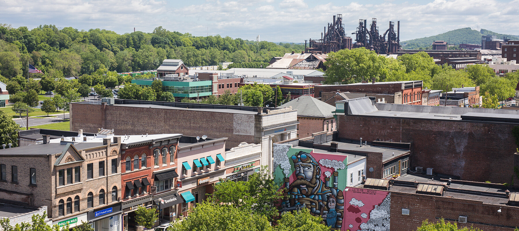 Aerial view of Lehighs local Bethlehem community