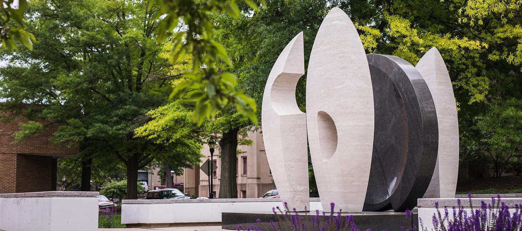 Geometric sculpture on Lehigh University campus