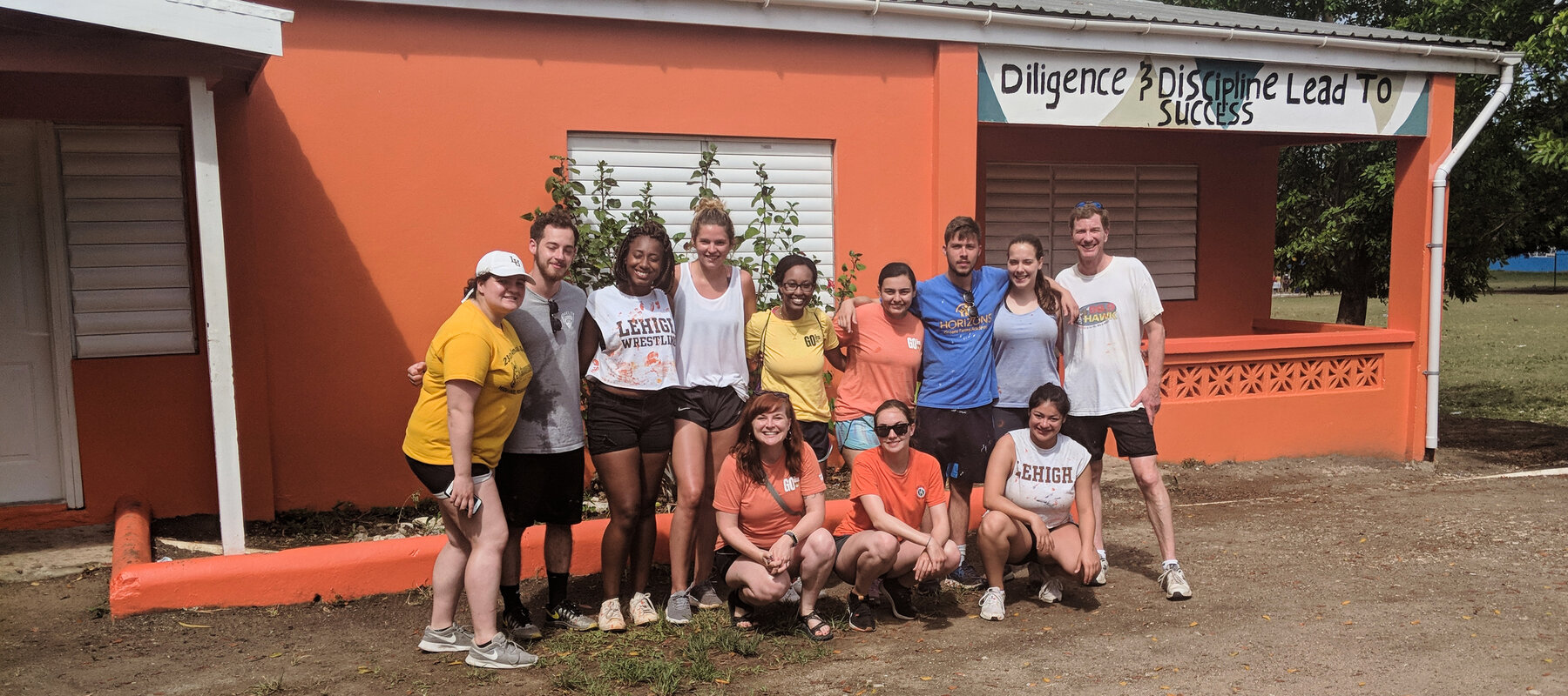 Students at a school during the service trip to Antigua