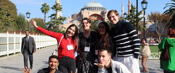 A group of people posing for a photo in Istanbul