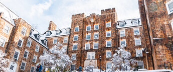 The Lehigh University campus in winter with snow