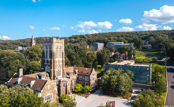 An overhead photo of the Lehigh University campus