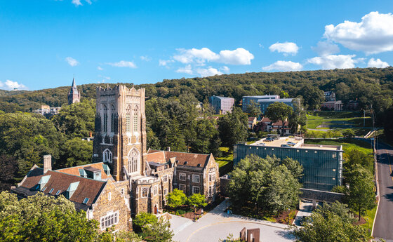 An overhead photo of the Lehigh University campus