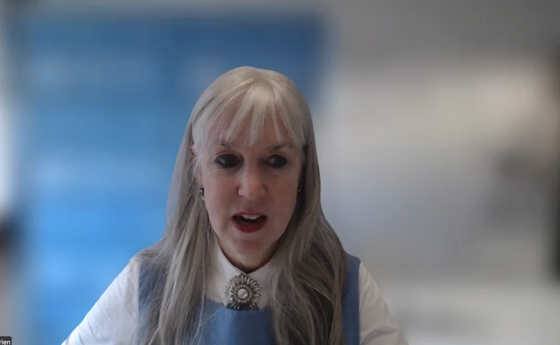 Kate O'Brien in a Zoom screen