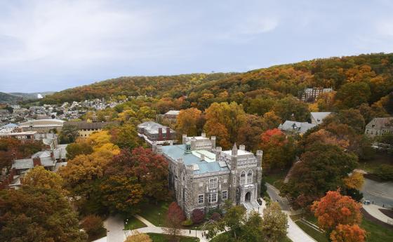An aerial shot of Lehigh University