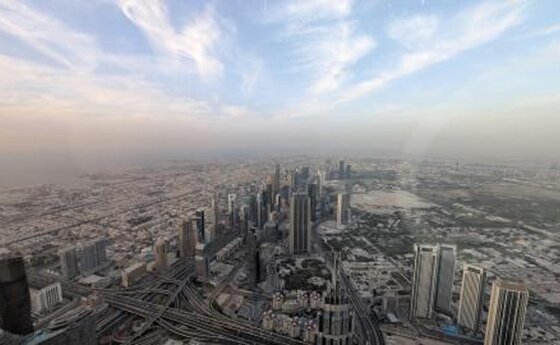 An aerial photo of the United Arab Emirates