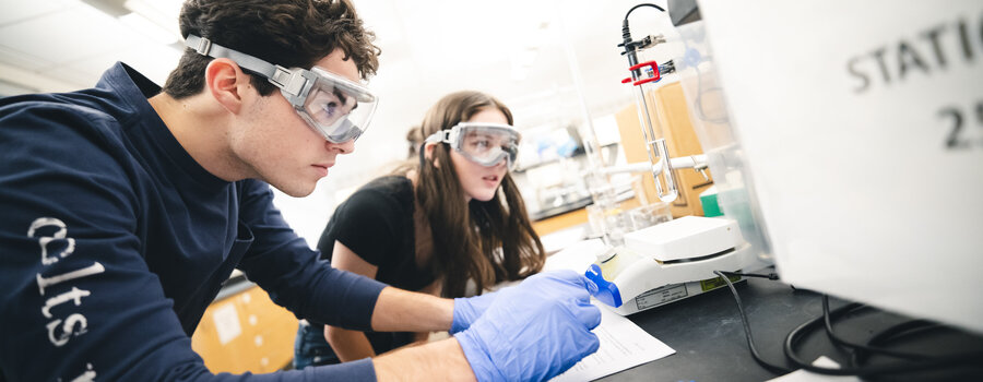 Two young people working in a laboratory