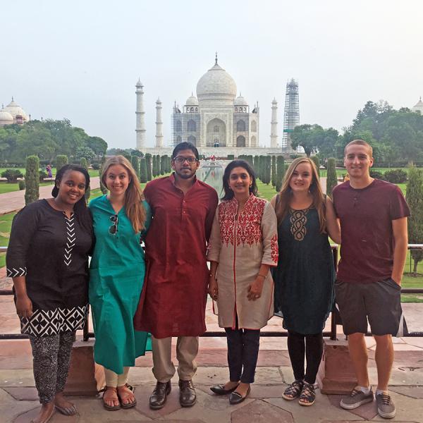 Students in the Iacocca International Internship Program in front of the Taj Mahal in India