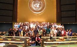 A group of Lehigh University students at the United Nations headquarters