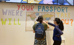 Two students with map