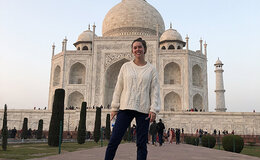 Marissa Hastings stands in front of the Taj Mahal