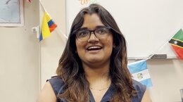 Akanksha Gavade smiling while talking to the camera